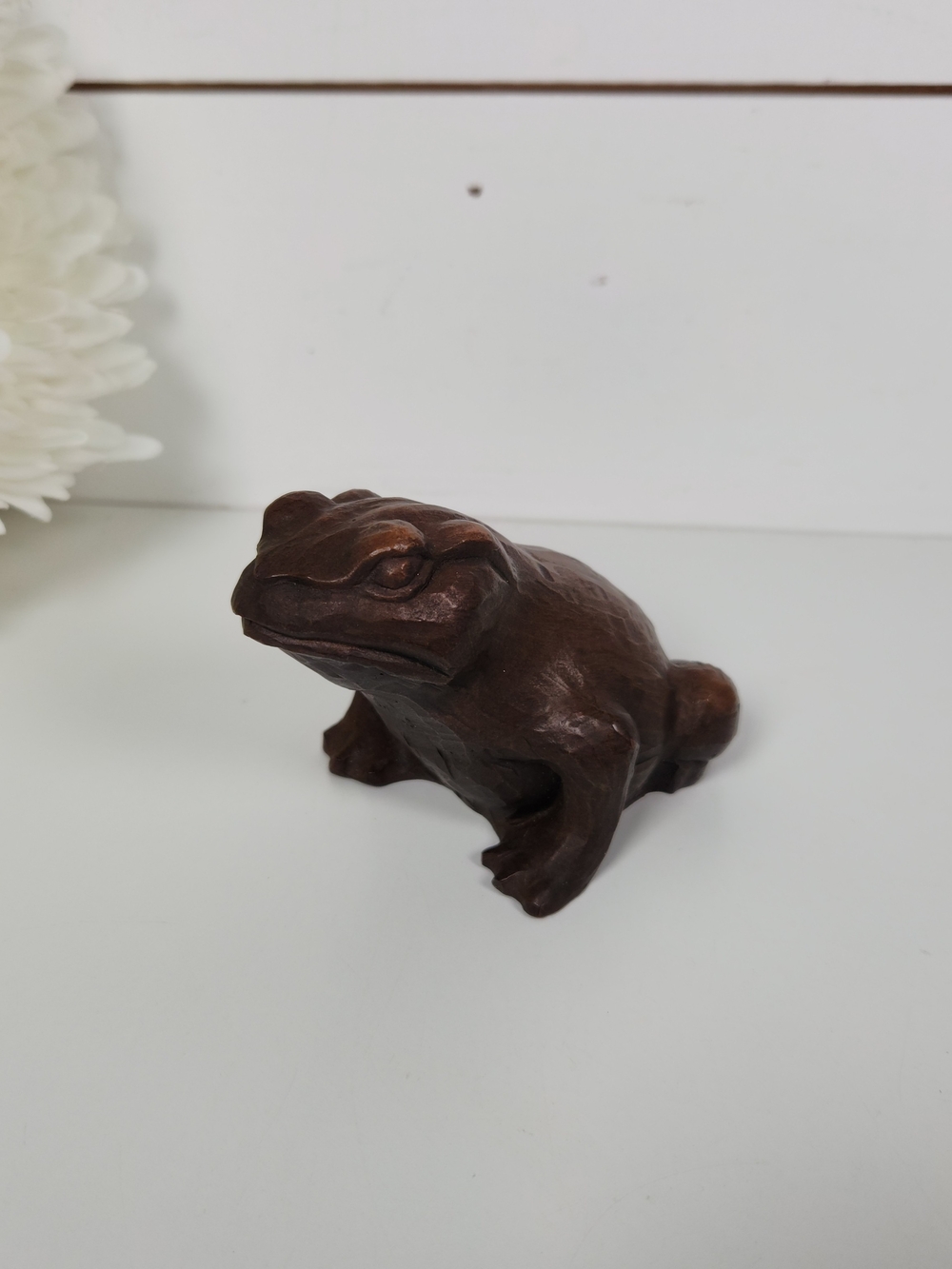 Vintage Hand Carved Wood Frog Figurine | Folk Art Frog | Wooden Toad Figure